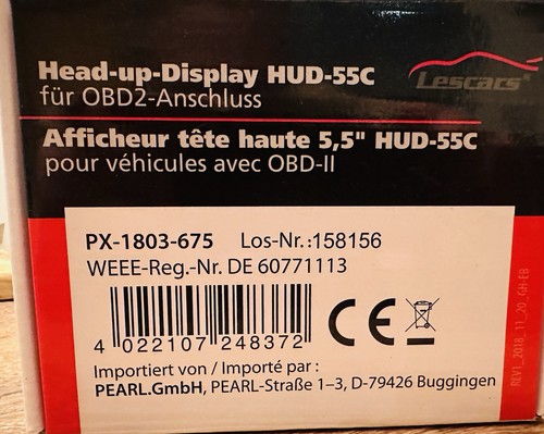 Uni auto hud - hud-55c, head